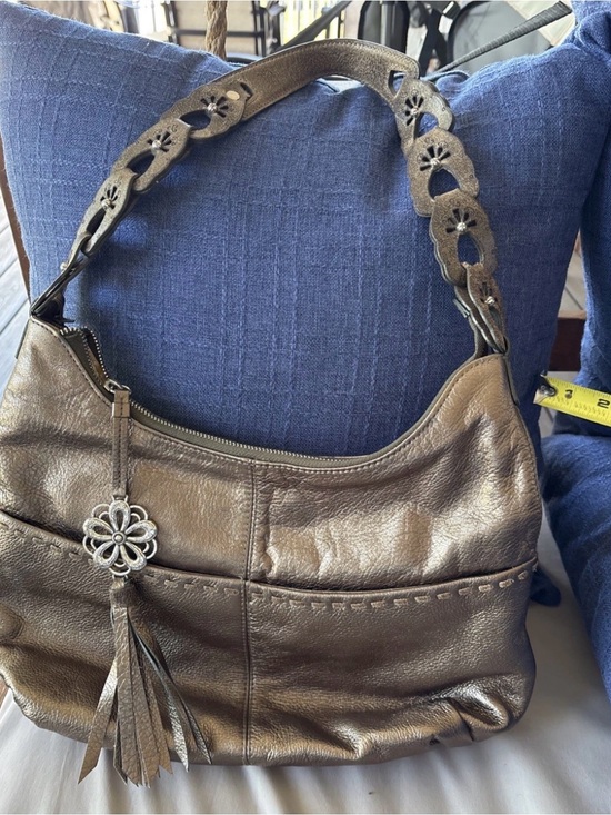 Brighton Handbags - BRIGHTON KODIAK HOBO 4 Pocket Tote Bronze metallic Leather Fringed Heart Purse
